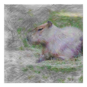 Póster capybara animal artístico