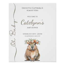 Póster Capybara Baby Shower • Oh Baby Wildflower