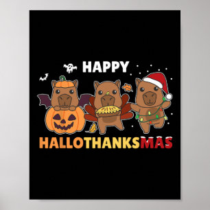 Poster Capybara Christmas Halloween Figurume Happy Hallot