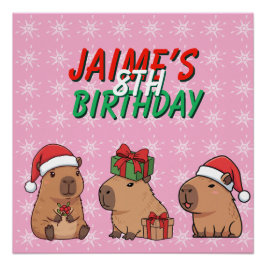 Póster Capybara Christmas Holiday Birthday