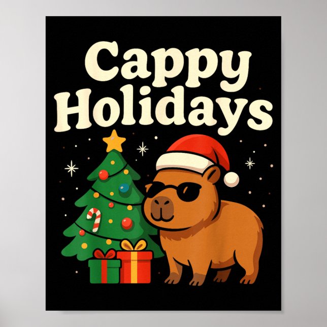 Poster Capybara Christmas Shirt, Funny Capy Holidays  (Frente)