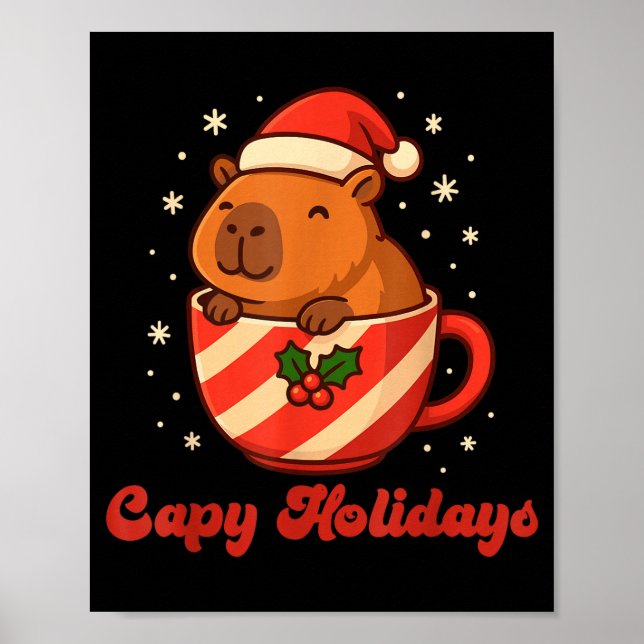 Poster Capybara Christmas Shirt, Funny Capy Holidays  (Frente)