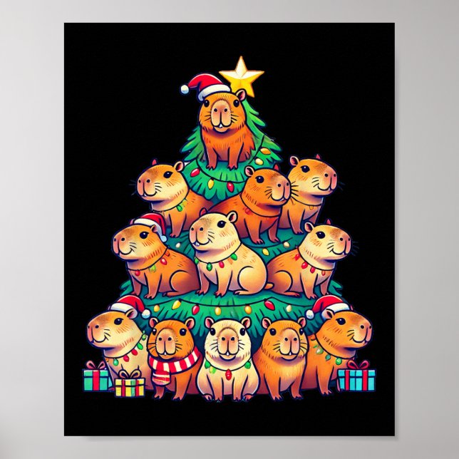 Poster Capybara Christmas Tree Funny Capybara Xmas (Frente)