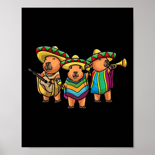 Poster Capybara Cinco De Mayo Banda Musical Mexicano Kids (Frente)