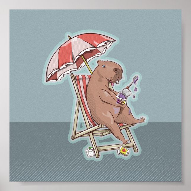 Poster Capybara Eating Yogurt (Frente)
