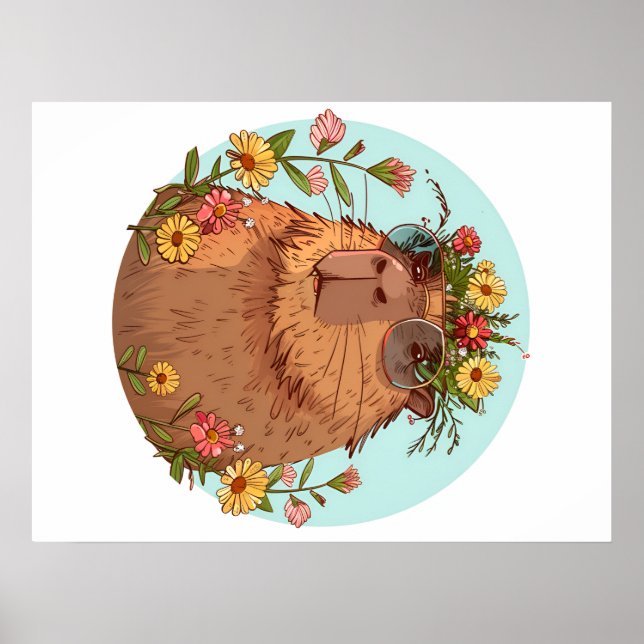 Poster Capybara em óculos de sol Summertime (Frente)