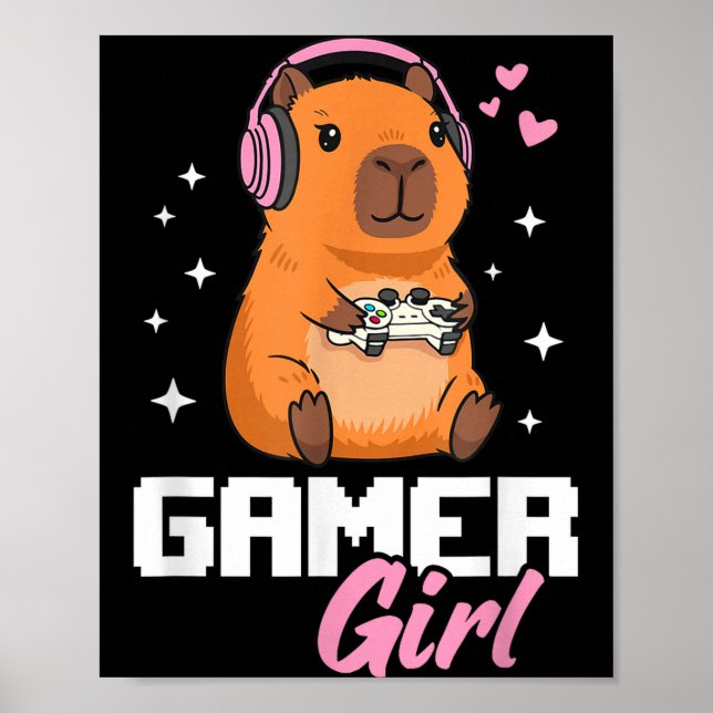 Poster Capybara Gamer Girl Gaming  (Frente)