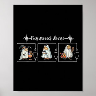 Poster Capybara Ghost Stethoscope Registrou a enfermeira
