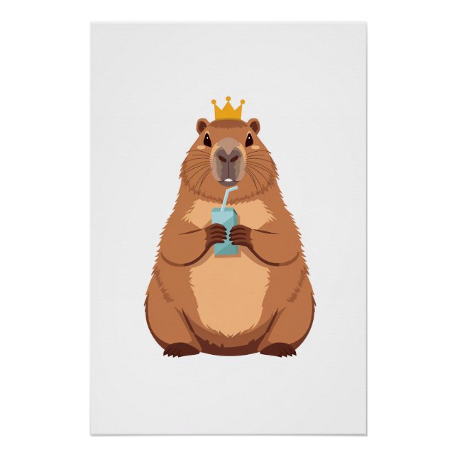 Póster Capybara King Poster, Cute Animal Wall Art for Kid (Frente)