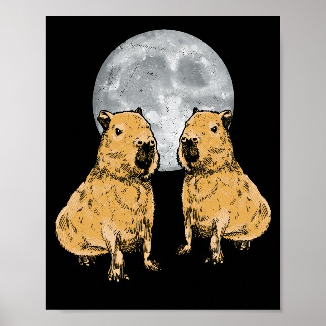 Poster Capybara Moon Funny Capybaras (Frente)