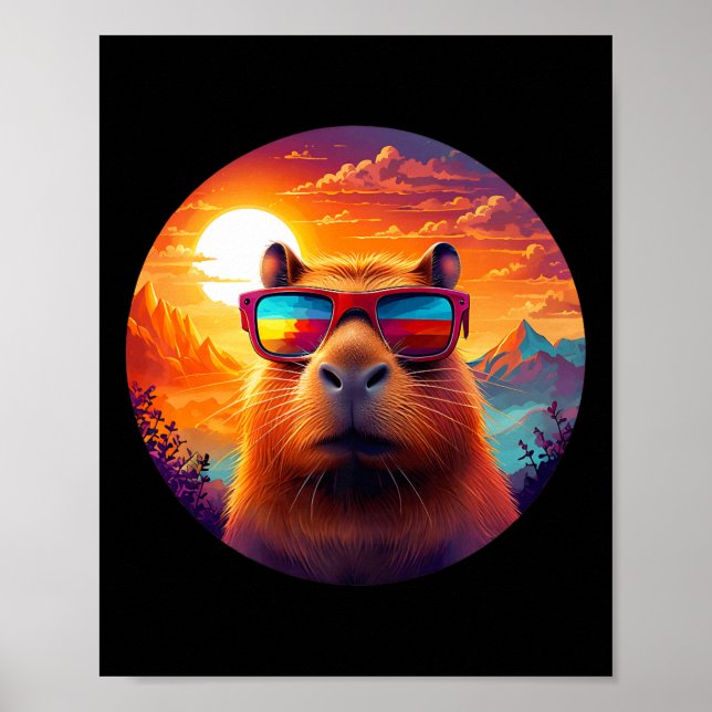 Poster Capybara Mountain Nature Animal Willife Forest Ou (Frente)
