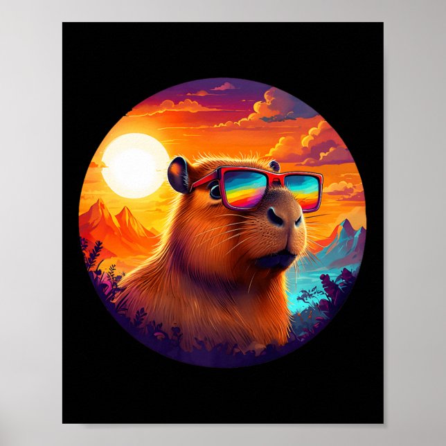 Poster Capybara Mountain Nature Animal Willife Forest Ou (Frente)