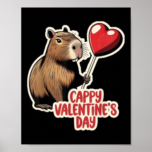 Poster Capybara Namorados, Cappy Dia de os namorados, Cap (Frente)