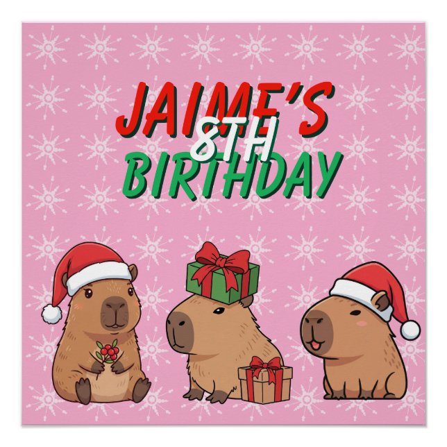 Póster Capybara Natal Feriado Aniversário (Frente)