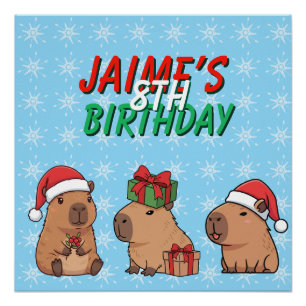 Póster Capybara Natal Feriado Aniversário