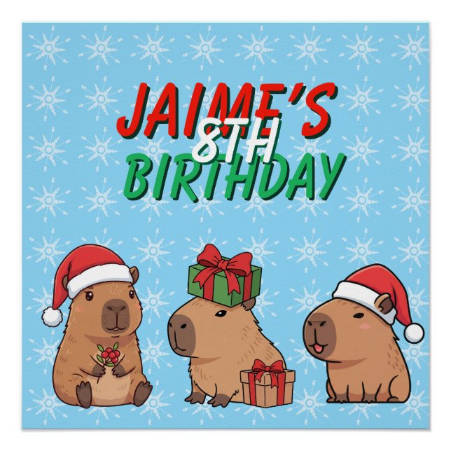 Póster Capybara Natal Feriado Aniversário (Frente)