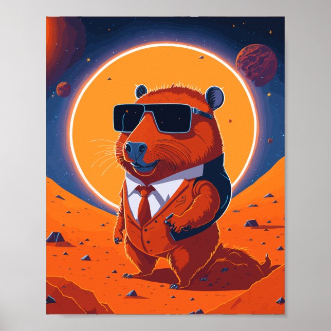 Poster Capybara Planet Mars Funny Modern (Frente)