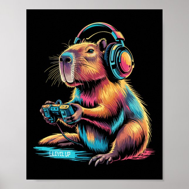 Poster Capyra Divertido Video Gamer Capyra  (Frente)