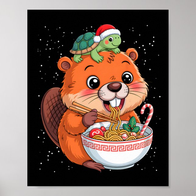 Poster Capyra E Turtle Ckpack Ramen Kawaii Xmas Capira (Frente)