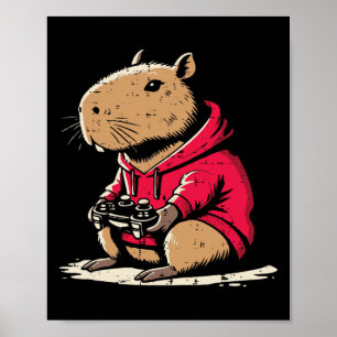 Poster Capyra Gamer Vídeo Engraçado Jogos Capy Roedor Men