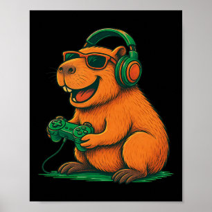 Poster Capyra Vídeo Engraçado Jogo de Video Game Amante d