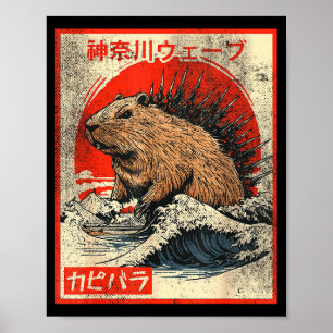 Poster Capyzilla _ Onda Kanagwa Japão _ Capivara Roedor L
