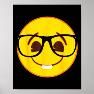 Poster Cara Amarela Sorridente Oficial de Emoji Nerd Gles