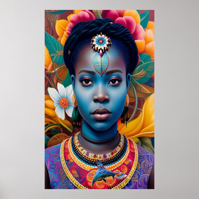 Poster Cara azul princesa africana (Frente)