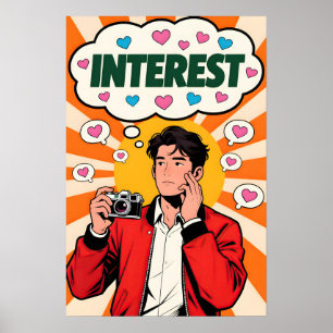 Poster Cara com Câmera Pop Art