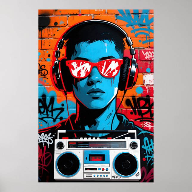 Poster Cara com Óculos Vermelhos Pop Art (Frente)