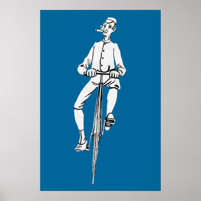 Póster Cara de bicicleta Vintage Fumando Gráfico de Charu (Frente)