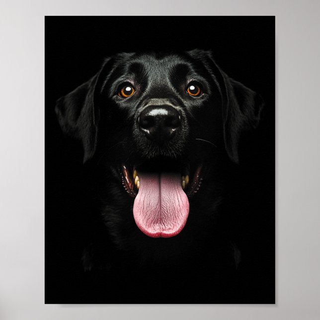 Poster Cara de Cachorro Labrador Retriever Preto Fofo Lab (Frente)
