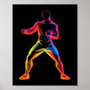 Poster Cara de Kickboxing Estilo Cartoon Kickboxer Savate