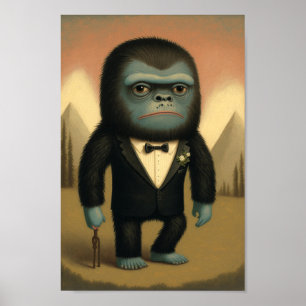 Poster Cara de Sasquatch Bigfoot estranho fantasia