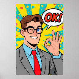 Poster Cara dizendo OK Pop Art