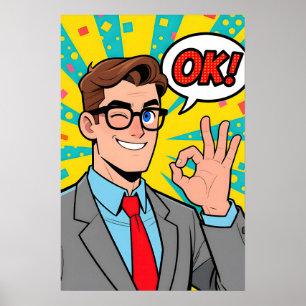 Poster Cara dizendo OK Pop Art