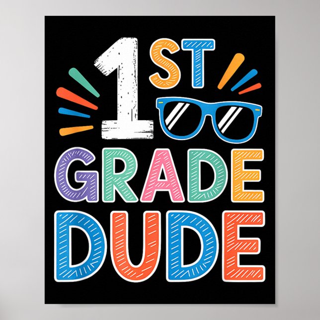 Poster cara do 1º ano de volta à escola aluno da primeira (Frente)