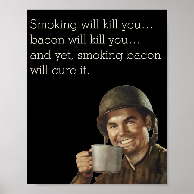 Poster Cara do Exército WW2 Fab Engraçado Bacon (Frente)