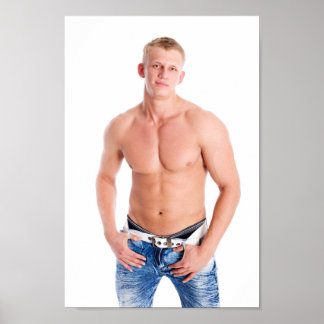 Poster Cara Sexual Sem Camisa Muscular Louro Sem Camisa E
