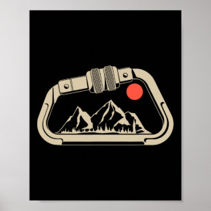 Poster Carabiner de Montanha de Escalada de Rocha Retro