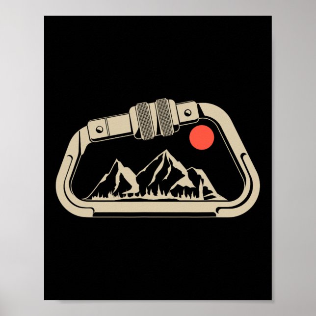 Poster Carabiner de Montanha de Escalada de Rocha Retro  (Frente)