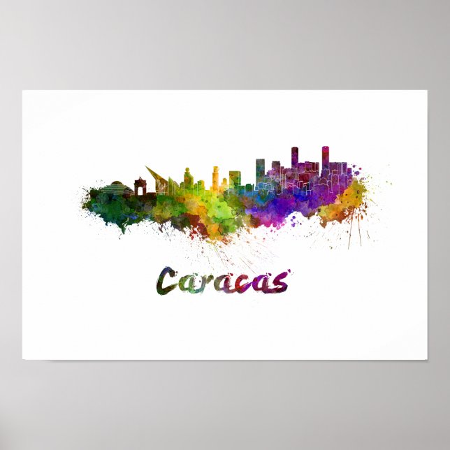Poster Caracas skyline in watercolor (Frente)