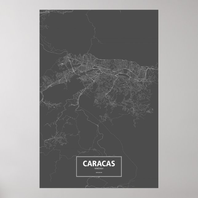 Poster Caracas, Venezuela (branco a preto) (Frente)