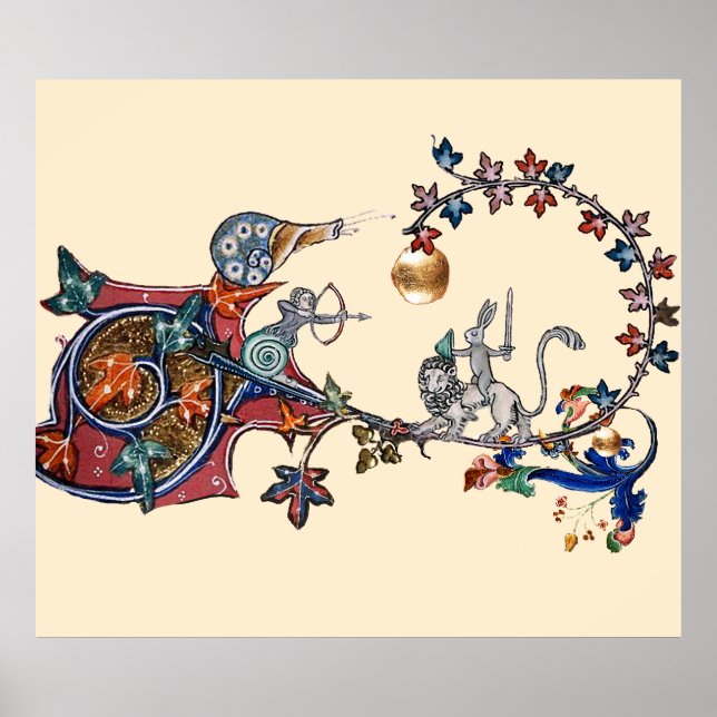 Poster Caracóis BESTIAIS MEDIEVES, Coelho Assassino, Leão (Frente)