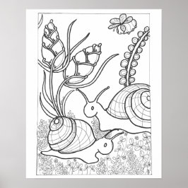 Poster Caracóis Gigantes de 16"x 20" com coloração de flo