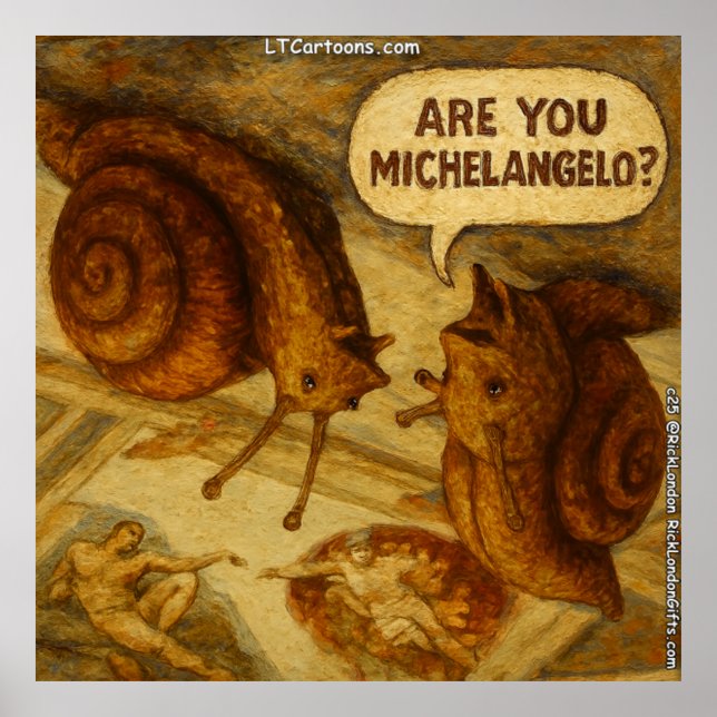 Poster Caracol Curioso & Paródia de Michelangelo Cartoon  (Frente)