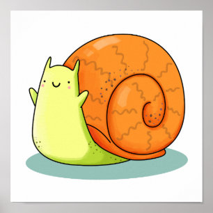 Poster Caracol Feliz de Kawaii