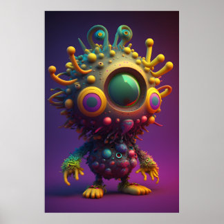 Poster Caractere Colorido 3D Encantador