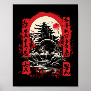 Poster Caracteres Chineses Americanos Kenpo Karate
