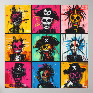 Poster Caracteres de Pirata de grafite na Rua Vibrante e